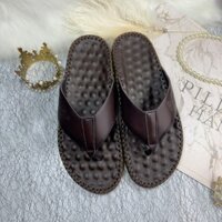 Dép Nam Quai Kẹp , Dép Xỏ Ngón Da Bò Thật Đế Lót Hạt Massa Êm Chân D32