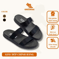 Dép nam quai ngang 2Q dù màu đen, dép nam 2 quai vải dù, đế cao su không thấm nước
