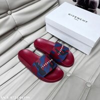 Dép nam quai ngang cao cấp màu đỏ mận họa tiết rằn ri