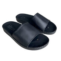 Dép nam quai ngang da bò đế cao 2.5cm màu đen Trường Hải DN110 - đen - 39