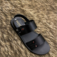 Dép nam quai ngang da bò tấm cao cấp bản có quai hậu Mã QN005 màu đen