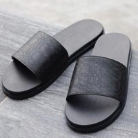 Dép nam quai ngang Dép đế bằng DÉP IN KẺ SỌC Ô VUÔNG SANG TRỌNG dép da full da bò dép lê thời trang