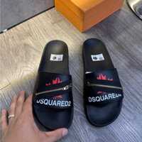 Dép nam quai ngang DSQ Khóa Chéo, quai da cao cấp 2 lớp Khóa Zip Lá Phong Đỏ Hàng Cực Chất 2024