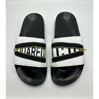 Dép nam quai ngang [FreeShip] hoạ tiết khoá kéo 2 màu đen trắng.Full size38-43