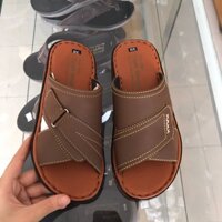 Dép nam quai ngang khâu viền giá rẻ màu vàng đế cao 2cm