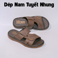 Dép nam quai ngang khâu viền đế nhựa bản may chéo màu nâu đỏ/đen/nâu đậm cao 2cm MS06