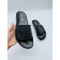 Dép Nam quai ngang sọc ngang Gòm F2 màu đen ,thanh lịch