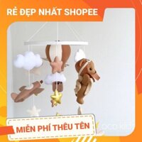 [ĐẸP NHẤT SHOPEE + FREE THÊU TÊN] Đồ chơi treo nôi cũi handmade Coco Kids ảnh thật 100%, tự xoay phát nhạc BẦU TRỜI 2