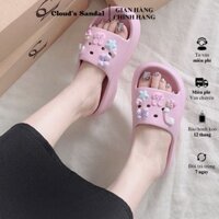 Dép nhựa quai ngang nữ kèm sticker cầu vòng dễ thương nhiều màu - Cloud's Sandal