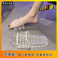 dép nhựa trong suốt dép nhựa mang trong nhà Xăng đan pha lê kiểu cũ kiểu nữ chống trượt không làm tổn thương chân công chúa trong suốt đế bằng tắm trong nhà tắm gia dụng dép lê đế dày