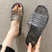 dép nhựa trong suốt dép nhựa mang trong nhà Dép lê nhựa đế bằng thời trang dép lê nữ trong suốt chống trượt nổi tiếng trên mạng đi ra ngoài dễ phối mùa hè