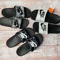 dép nike hoạ tiết màu trắng đen dep quai ngang dành cho nam nữ hàng đẹp tặng hộp