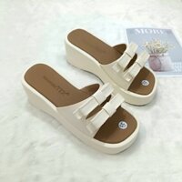 Dép Nữ 2 Quai Đính Nơ Dễ Thương,Dép Đế Xuồng Phong Cách Hàn Quốc.