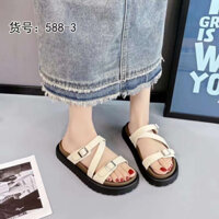 Dép nữ 2 quai khoá ngang đế cao 3cm đúc su chống trượt(3D)