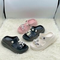 Dép nữ 2 quai ngang đế bánh mì cao dép sandal Classic đính sticker thời trang hottrend ( 318 )