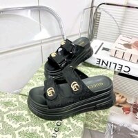 Dép Nữ 2 Quai Ngang GG Độn Đế Cao 7cm Nâng Dáng