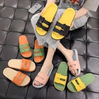 Dép nữ 2 quai nganng gắn khuy mặt gấu kute - Shop giầy Thanh Lâm