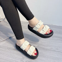 dép nữ 2 quai nhúm da đế may chỉ