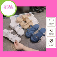 Dép Nữ Bánh Mì Quai Ngang, Guốc Nữ Cao Gót 7 Phân Đế Vuông Có Khóa