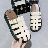 Dép Nữ bít Mũi chất Da mềm mịn nhẹ chân cao 4cm phong cách Hàn quốc màu kem /đen