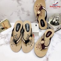 Dép nữ BlTAS Dép kẹp xỏ ngón quai da họa tiết lá DAN55