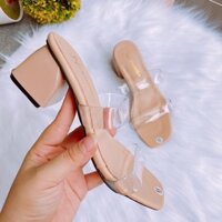 Dép nữ cao 5cm gót bầu hai quai trong dày đơn giản