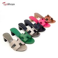 Dép nữ cao gót cao cấp thời trang guốc quai chữ H gót trụ 5cm TEX SHOES 778