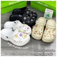 Dép Nữ Crocs đế cao 5cm quai hậu kèm sticker cute chất liệu hàng xịn chất lượng ..