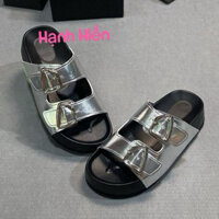 Dép Nữ D24 đế cao 4cm 2 quai khoá móc cài nhẹ chân Da mềm phong cách cá tính không trơn trượt