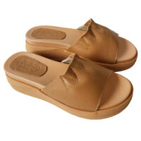 Dép Nữ Da Bò Thật BIGGBEN Cao 5 Phân DNQN55 - Vàng bò - 38