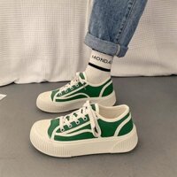 Dép nữ đa năng đế dày, dép trắng nữ, giày thể thao vải canvas, giày thể thao mùa xuân thu