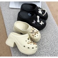 Dép nữ đế cao, Dép Crocs nữ, Dép bánh mỳ, Đế 9cm tăng chiều cao, kiểu dáng đơn giản sang trọng full size 35-40 full box
