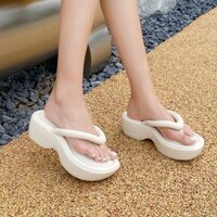 Dép nữ đế cao xỏ ngón 6cm hottrend - Dép đi biển Dép kẹp nữ đế cao đế chất liệu cao su chống nước
