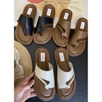 dép nữ đế thấp quai xỏ ngón êm chân 3 màu trắng _đen_nâu mang phong cách đơn giản hiện đại thích hợp đi làm -đi biển