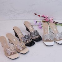 Dép nữ đế xuồng 5p quai trong kết hoa đính đá - X038