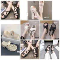 Dép nữ - Dép Sandal các mẫu đế cao 5cm quai mảnh đan chéo Feno siêu xinh