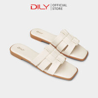 Dép nữ DILY quai ngang bản to đan tinh tế, dép bệt mũi vuông êm chân cao 1cm AA0487