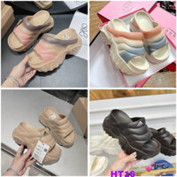 Dép nữ đúc nguyên khối đế xuồng cao 7cm quai bản ngang mang êm nhẹ bền