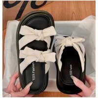 Dép Nữ Gắn Nơ Siêu Xinh Đế Cao 4cm,Quai 2 Chéo, Chống Trơn Trượt,Thời Trang Hot Trend,Chất Lượng Cao