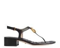Dép Nữ Gucci Double G Sandal Leather 'Black'