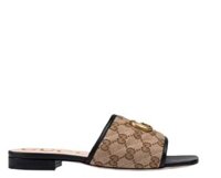 Dép Nữ Gucci GG Matelassé Canvas Slide Sandal 'Beige Black'