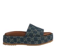 Dép Nữ Gucci Platform Slide Sandal 'Dark Blue'