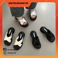 Dép nữ hàn quốc đế xuồng quai chéo 3 màu XiaXia 5 cm siêu đỉnh mã 211