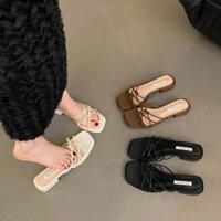 Dép nữ hở mũi Giày sandal cao su PU