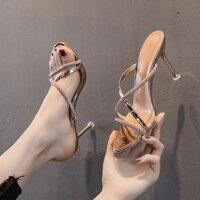 Dép nữ mùa hè ngoài trời thời trang mới siêu nóng sexy dép cao gót đính đá xu hướng Ins