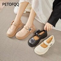 Dép nữ mùa hè PETOFQQ, Dây đeo giọng hoa màu trơn Giày đơn cổ thấp, Giày nữ đế mềm nhẹ chống thấm nước