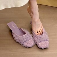 Dép nữ mũi vuông gót mỏng ren thời trang, dép xỏ ngón có đế