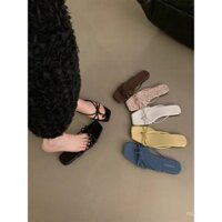 Dép nữ phong cách cổ tích Pháp, dép xỏ ngón retro bạc, dép đi biển đế mềm, dép xỏ ngón mùa hè ngoài trời cho phụ nữ