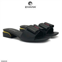 Dép nữ, quai bản to, nơ, 2 cm DZA8326 - Đen - 38