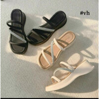 Dép Nữ Quai Chéo Đính Đá Sang Trọng, Dép Đi Êm Chân, Hàng Chất Lượng Cao.đá giữa Su Shoes